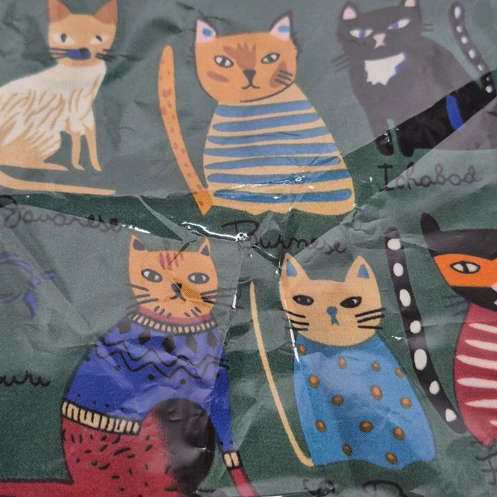 Cat Colorful Print Scarf (Green) - Picture 10 of 13